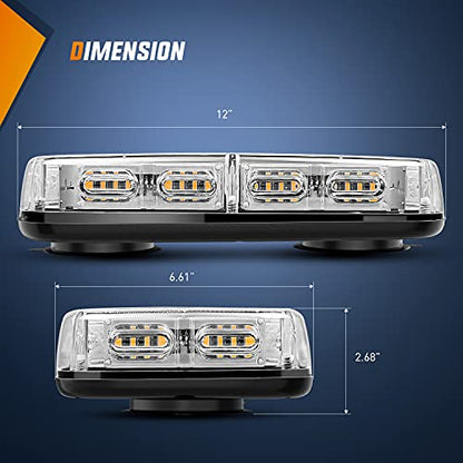 Nilight 12 Inch Roof Top Strobe Lights 48LED Hazard Light Emergency Safety Warning LED Flashing Bar Magnetic Mount 12V 24V Cars Trucks Tractors Snow Plows Construction Vehicles - color: Amber
