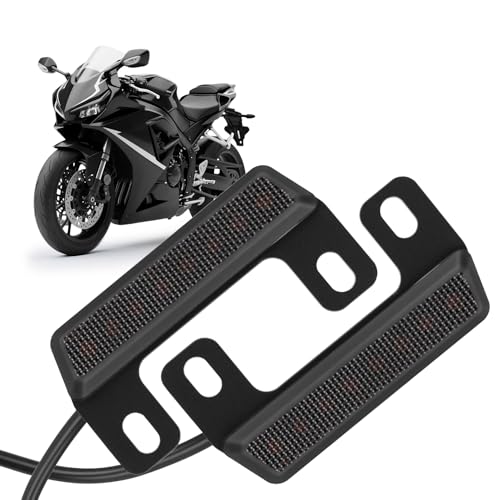 KEMIMOTO Universal Motorcycle Brake Light with Turn Signals 12V Compact Dual Color Dirt Motorcycle Tail Light License Plate Indicator Light Waterproof, Black