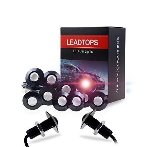 Eagle Eye LED Lights, 10-pack DIY 12V Ultra thin 23mm Eagle Eye Bulb Fog Tail DRL Daytime Running Lights Red Kit for Car Motorcycle (Red, Black) - color: Red light -B