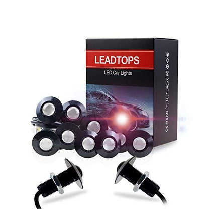 Eagle Eye LED Lights, 10-pack DIY 12V Ultra thin 23mm Eagle Eye Bulb Fog Tail DRL Daytime Running Lights Red Kit for Car Motorcycle (Red, Black) - color: Red light -B