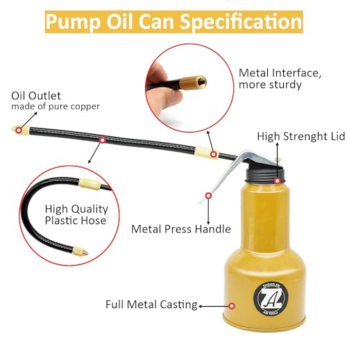 Pistol Pump Oiler with Flex Spout-17 oz. Capacity - color: B:Yellow