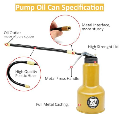 Pistol Pump Oiler with Flex Spout-17 oz. Capacity - color: B:Yellow