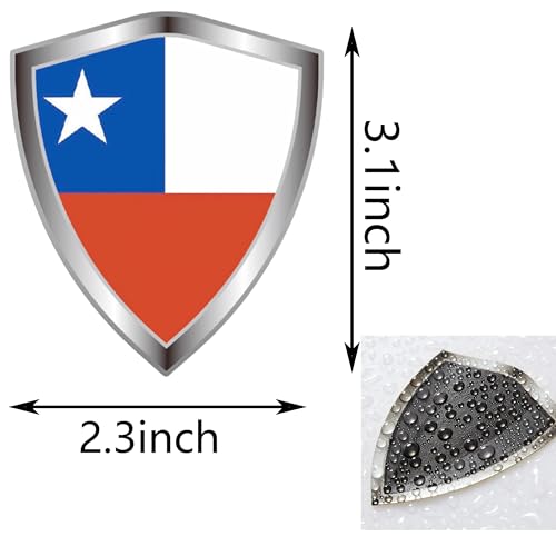 Chile Flag Decal Sticker - Chileans Flags Shield Shape Reflective Vinyl Car Stickers - for Car Window Bumper Laptop Waterproof Sticker (5Pcs) - color: Chile