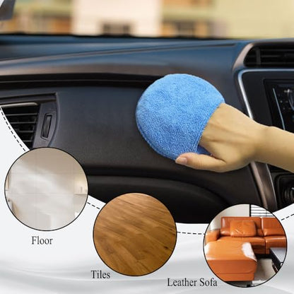 10PCS Wax Applicator Pads, Polishing Pad, 5" Diameter Soft Microfiber Polishing Care Foam Sponge with Finger Pocket, Car Buffing & Detail Foam Wax Applicator Sponge for Car Cleaning (Blue) - color: Blue