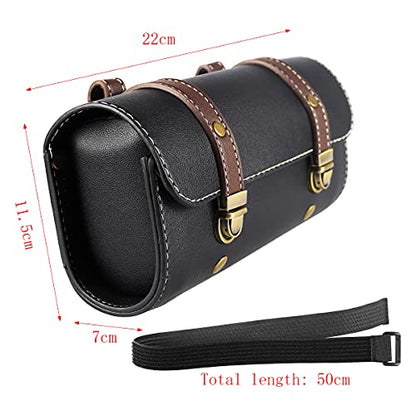 YIBO Motorcycle Fork Bag Quick Release Bag Side Bag Waterproof Universal Tool Bag American Bicycle Side Bag Leather Small Tool Bag (Black 2) - color: Black 2