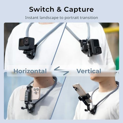 SMALLRIG Magnetic Neck Mount for Action Cameras & Phones, Comfortable POV Shooting Support with Universal 2-Prong Adapter and Phone Holder, 5128 - style: for Action Cam & Phone