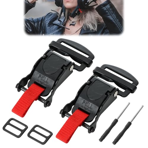 Helmet Quick Release Buckle Kit Stainless Steel Ratcheted Chin Strap Adapter for Motorcycle Helmets Easy Installation - color: Black, 2pcs