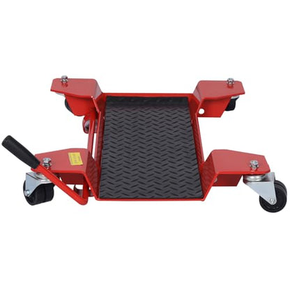 Motorcycle Center Stand Move Dolly Red 360 Degree Casters Garage Workshop