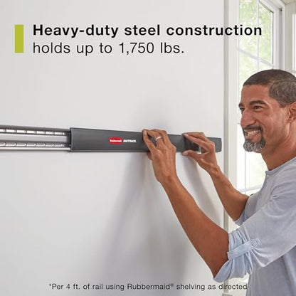 Rubbermaid 15-Piece FastTrack Garage Wall-Mounted Storage Kit, 4 Rails and 11 Hooks, for Home/House/Tool/Sports/Equipment/Utility Purposes - size: 4 Rails, 11 Hooks