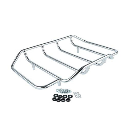 LED King Trunk Backrest Luggage Rack with Brake/Turn/Tail Light Fit For 2014-2025 Harley Touring Road King Road Glide Street Glide Electra Glide - color: W/ Smoke Lens LED Light & Chrome Luggage Rack