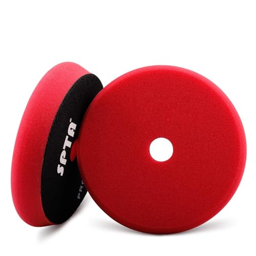 Red T10 Ultra-Fine Finishing Foam Polishing Pads, SPTA 1Pc 6.5 Inch Face for 6 Inch 150mm Backing Plate Compound Buffing Sponge Pads for Car Buffer Polisher Compounding, Polishing and Waxing -FPBFS6R - color: 1pc Red T10 Ultra-fine Finishing Pad, size: 6