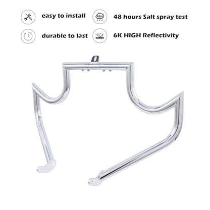 Kinglemc Crash Bar Engine Guard Highway Freeway Bar for Harley Davidson Breakout Blackline Rocker Softail Standard Custom Springer Deuce Night Train 2000-2017 (Mustache Style-Chrome) - color: Mustache Style-Chrome