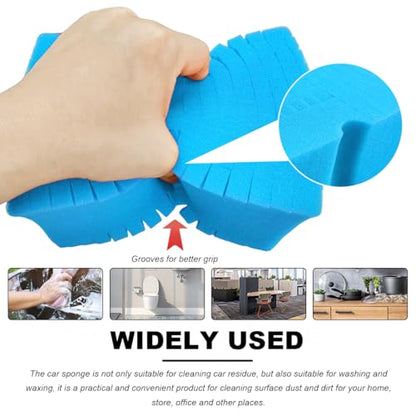 Car Wash Sponge, Large Scratch-Free Cross Cut Sponge for Soap and Rinseless Washing, Durable Ultra Soft Foam Grid Extra Absorbent Car Cleaning Sponge Pad, Car Accessories (Sky Blue) - color: Sky Blue