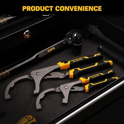 ELEAD Adjustable Oil Filter Wrench Set - 9" & 12" Pliers for Cars, Trucks, Motorcycles - Durable Carbon Steel, Ergonomic Grip, Easy Access Design - style: 9" & 12"