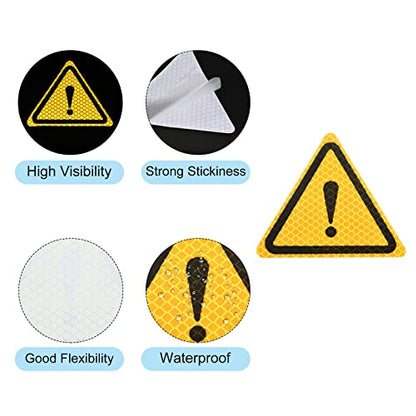 PATIKIL Reflective Stickers, 4 Pack 3.94 x 3.94 Inch Waterproof Adhesive High Visibility Night Caution Warning Triangle Safety Tape Reflector for Trucks Trailers Cars, Yellow - color: Yellow