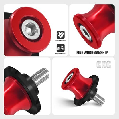 MFGZD For YZF-R1 M6 Motorcycle Swingarm Spools Slider, CNC 6MM Swingarm Spools Sliders Stand Compatible with YZF-R1 R1 2013-2025 (Black, For R1) - size: R1 Red