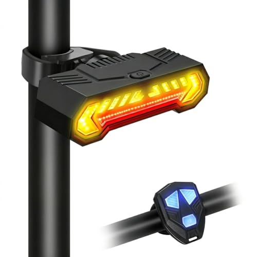 Vcwtty Smart Bike Tail Light, Wireless Remote Turn Signals with 120dB Audio Warning & Virtual Lane Projection, USB-C Rechargeable Rear Cycling Light, IP65 Waterproof Anti-Collision Safety Signal