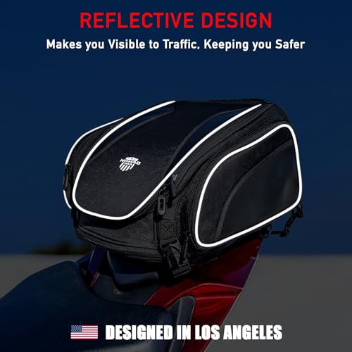 Nomad Motorcycle Tail Bag 18-22L – Expandable Waterproof Rear Seat Bag, Sissy Bar Luggage, Helmet Fits, Touring Motorcycle Bag, Cruiser, Sportster, Softail, Dyna, Dual Sport