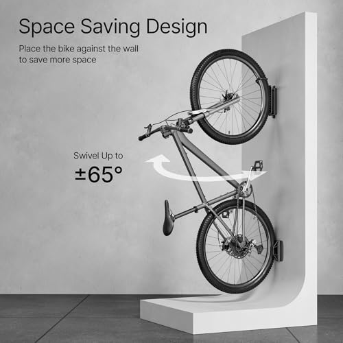 PEGZONE 4 Pack Bike Rack Garage, Bike Wall Mount Heavy Duty, Holds 77 Lbs, Swivel Bike Hangers for Garage, Adjustable Indoor Bike Storage for Bedroom Home Office, 4 Pack - size: 4 PACK