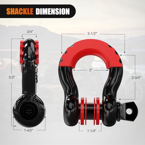 Nilight Kinetic Recovery Tow Rope Kit with 3/4" Anti-Theft D-Ring Shackles 1" x 30ft Heavy Duty Offroad Tow Rope Snatch Strap Towing Strap kit 48,000LBS for UTV ATV SUV Truck Car Jeep Tractor - color: 1in x 30ft Rope+2Pcs Anti-Theft D-Ring Shackles