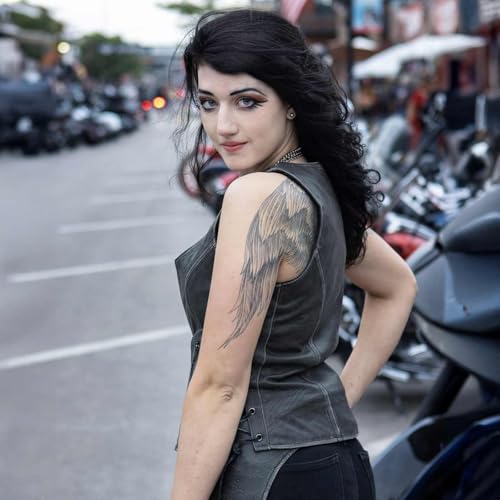 Milwaukee Leather Women's V-Neck Distress Grey Premium Leather Motorcycle Rider Vest w/Side Laces MLL4531 - color: Distressed Grey, size: X-Small