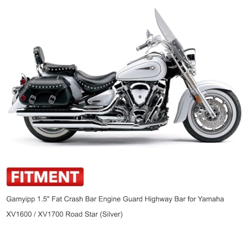 1.5" Fat Crash Bar Engine Guard Highway Freeway Bar for Yamaha XV 1600 XV 1700 XV1600 XV1700 RoadStar Wild Star Midnight Silverado Warrior (Chrome)