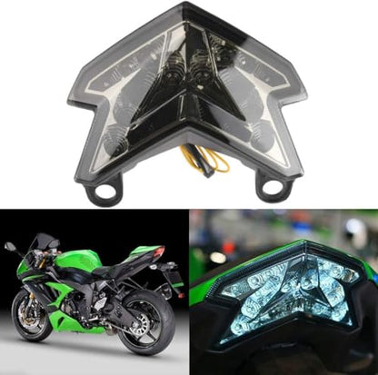 MZS Motorcycle Tail Light, LED Turn Signal Blinker Integrated Smoke Compatible with ZX6R ZX-6R 2013-2018 / Z125 Pro 2017-2024 / Z800 2013-2017 - size: ZX6R/Z125 Pro/Z800