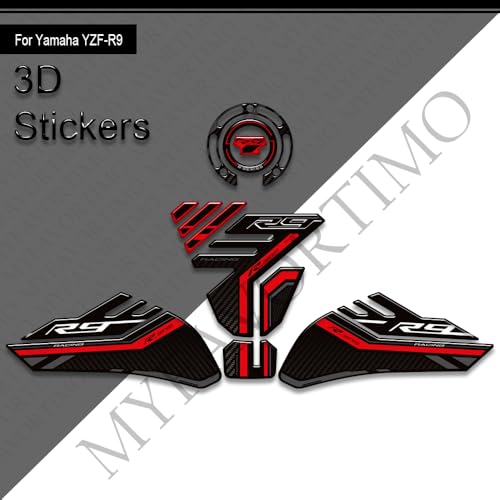 Motorcycle Tank Pad Compatible with Yamaha YZF R9 YZFR9 2025 2026 Motorcycle Fuel Tank Protector Gas Tank Decals YZF R9 Tank Pad Fuel Tank Kit Knee Stickers Decals Protection (A-10) - color: A-10