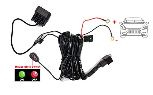 LASFIT Wiring Harness Kit LED Pod Lights 12V On Off Switch Power Relay Blade Fuse 18AWG for Off Road Lights LED Work Light-2 Leads - size: 2 LEADS-100W