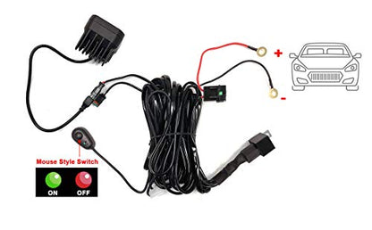 LASFIT Wiring Harness Kit LED Pod Lights 12V On Off Switch Power Relay Blade Fuse 18AWG for Off Road Lights LED Work Light-2 Leads - size: 2 LEADS-100W