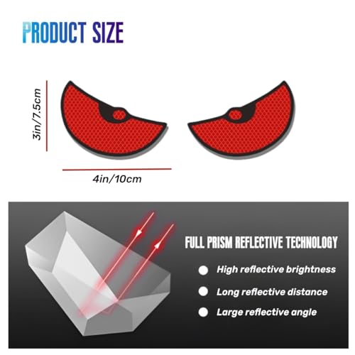 Car Reflective Stickers Decals Suitable red Eye Pattern for car Trunk Rear Tailgate Bumper car Glass Motorcycle Bicycle Helmet and More