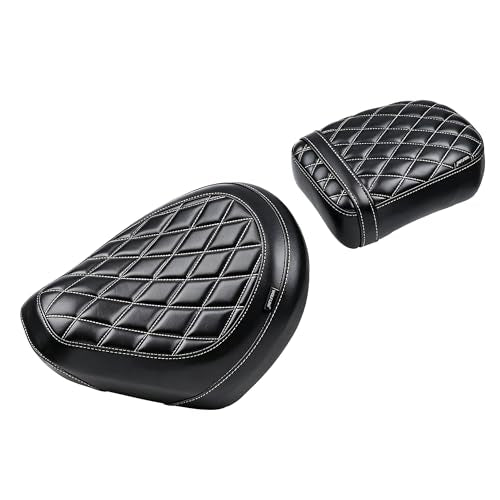 Motorcycle Rider & Passenger Comfort Seat Fit for Rebel 1100 CMX1100 2021 2022 2023 2024 2025 2026, Front Rear Solo Saddle Back Cushion Pillion Pad, Black w/Gray Stitching - color: Front & Rear - Black-B