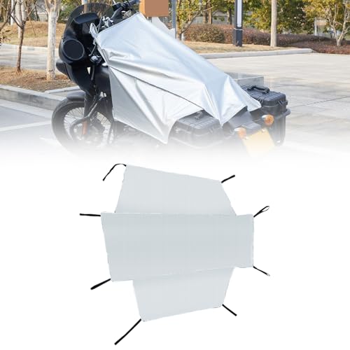 Dream Apparel Motorcycle Seat Cover Sun Shade Waterproof Outdoor Rain Dust Protection Universal Fit Heavy Duty Windproof Motorbike Vehicle Cover with Storage Bag, Silver, Size M - color: Silver, size: M