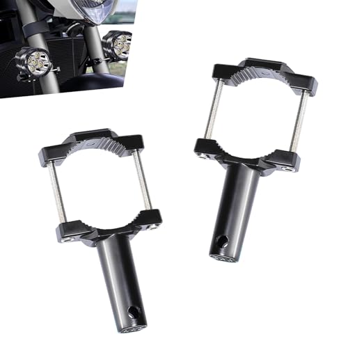 2 PCS Motorcycle Spotlight Mount Brackets, Alloy Front Fork Lamp Bracket for 1" - 2.54" Tube, Shock-Absorption Fog Turn Signal Mounts, Universal for Off-Road ATV UTV Roll Bar