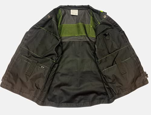 Black Safety Vest, XX-Large, Men's Professional Surveyors Vest with Zipper and Utility Pockets - color: Black, size: XX-Large