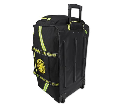 Lightning X Premium Rolling Firefighter Turnout Bunker Gear Bag w/Wheels, Retractable Handle, Fully Molded 3 Colors - color: Black
