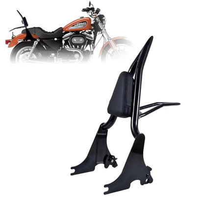 Kinglemc Sissy Bar backrest Luggage Rack for Harley Sportster XL883 XL1200 883 1200 Iron Superlow with Lock with Docking Hardware (Gloss Black-Upgrade) - color: Gloss Black-Upgrade