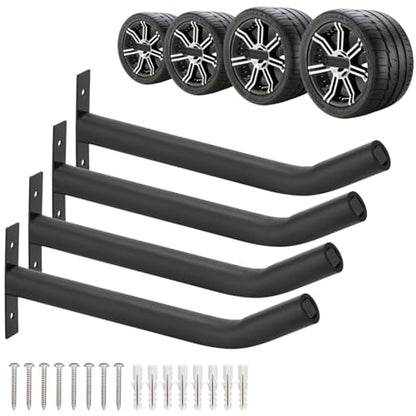 4 Pcs Tire Wall Hooks, Heavy Duty Garage Storage System, Strength Steel Tyre Rack for Car, SUV, Motorcycle Tires, Ladders & Chairs (12.2Inch) - size: 12inch(‌⌀=1.2"), 4pcs