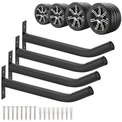 4 Pcs Tire Wall Hooks, Heavy Duty Garage Storage System, Strength Steel Tyre Rack for Car, SUV, Motorcycle Tires, Ladders & Chairs (12.2Inch) - size: 12inch(‌⌀=1.2"), 4pcs
