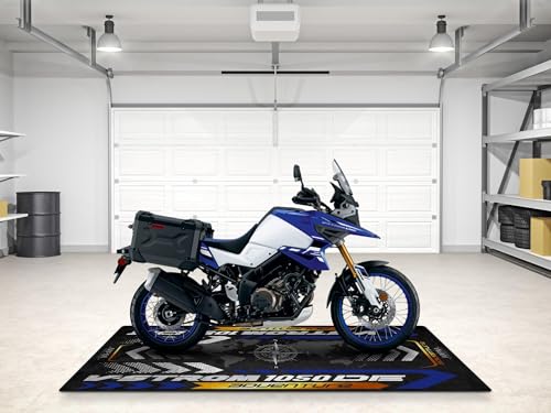 Garage Mat for V-Strom 1050DE Adventure Motorcycle Model, Parking mat, Pit Mat, Washable Non-Slip Garage and Showroom Floor Carpet (Size 2: 102 x 47/260 x 120 cm) - size: Size 2: 102 x 47 "/ 260 x 120 cm