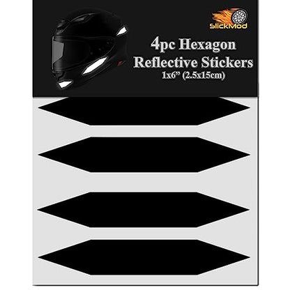 SlickMod - Reflective Hexagon Decal Sticker Stripes for Motorcycle Helmet - High Visibility Safety (1. Black) - color: 1. Black