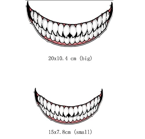 Motorcycle Helmet Decal Reflective Funny Helmet Stickers (6'' Teeth) - color: 6'' Teeth