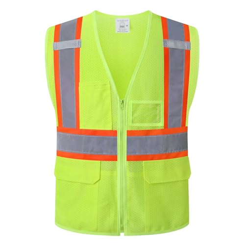 Reflective Safety Vest for Men Women Hi Vis Vest with Pockets High Visibility Vest Mesh Construction Vests Meets ANSI/ISEA Standards (Yellow-33, Small) - color: Yellow-33, size: Small