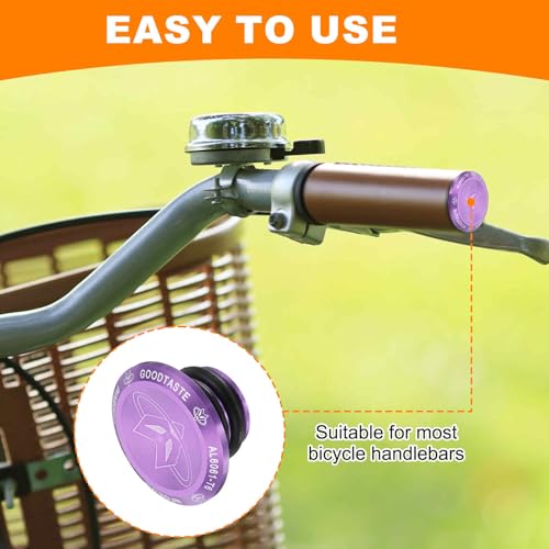 HARFINGTON Bar End Plugs Aluminum Handlebar End Caps Bike Plugs with Matching Rings for MTB Road BMX Fixed Gear Bike, Purple - color: Purple