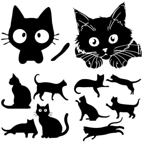 GORGECRAFT 4 Styles 4Pcs Cat Silhouette Car Sticker Black Reflective Kitten Pet Animal Car Bumper Decals Waterproof PET Automotive Exterior Decor Stickers for SUV Truck Motorcycle Doors Walls Laptop - style: Cat