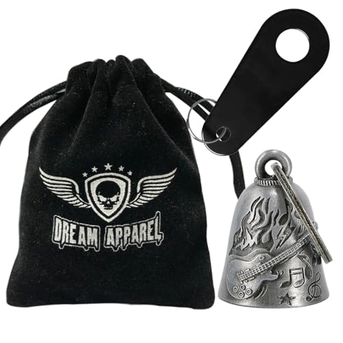 Dream Apparel Motorcycle Bell Guardian Angel Drive Away Gremlin, Biker Bell for Men Women Rider Riding, Good Luck Gift - style: Flame & Guitar