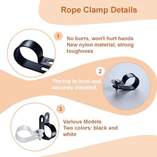120 Pack 1/2 in Rope Light Clips Black,Rope Light Clips p-Style Mounting Clips Plastic Cable Clamps for Wire Management (Black-120p, 1/2) - color: Black-120p, size: 1/2