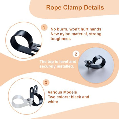 120 Pack 1/2 in Rope Light Clips Black,Rope Light Clips p-Style Mounting Clips Plastic Cable Clamps for Wire Management (Black-120p, 1/2) - color: Black-120p, size: 1/2