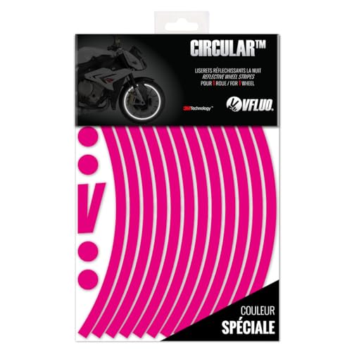VFLUO - Motorcycle Reflective Wheel Stripes kit, 1 Wheel Rim Stickers Pack, 3M Technology™ - High lateral Visibility, Discreet and Design, Easy Installation