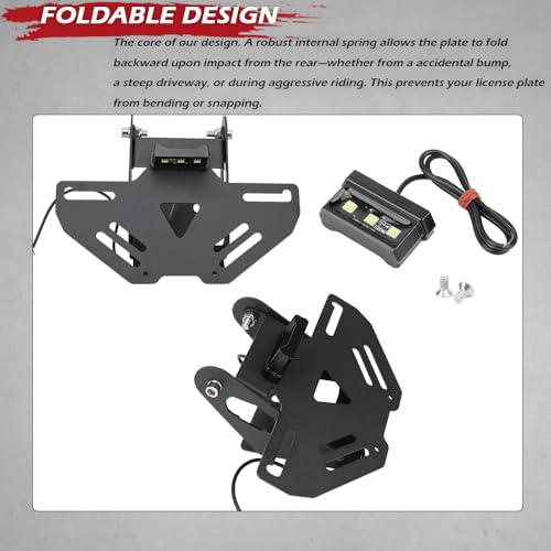 Foldable License Plate Holder with License Plate Light, Compatible with OEM/Stock Turn Signal Motorcycle Fender Eliminator Compatible with Z900 2025 Z900SE 2025 Accessories